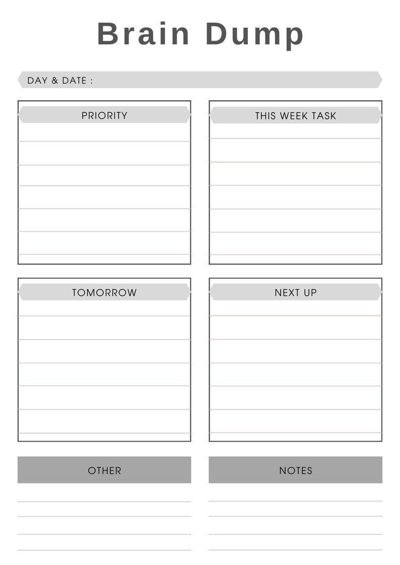 Brain Dump Planner Printable | Overwhelm Reset Worksheet | Clear Your ...