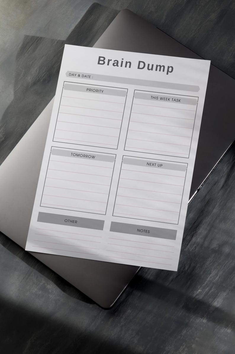 Brain Dump Planner Printable | Overwhelm Reset Worksheet | Clear Your ...