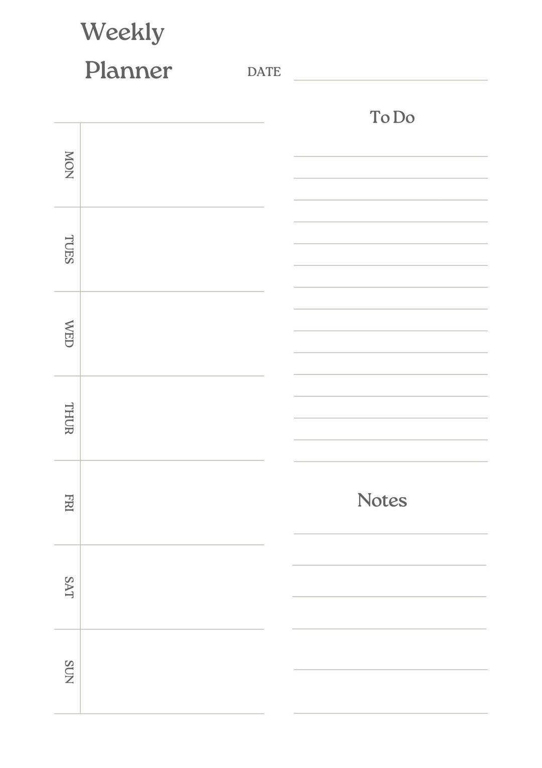 Minimal Weekly Planner Printable | Simple Weekly Schedule | to Do List ...