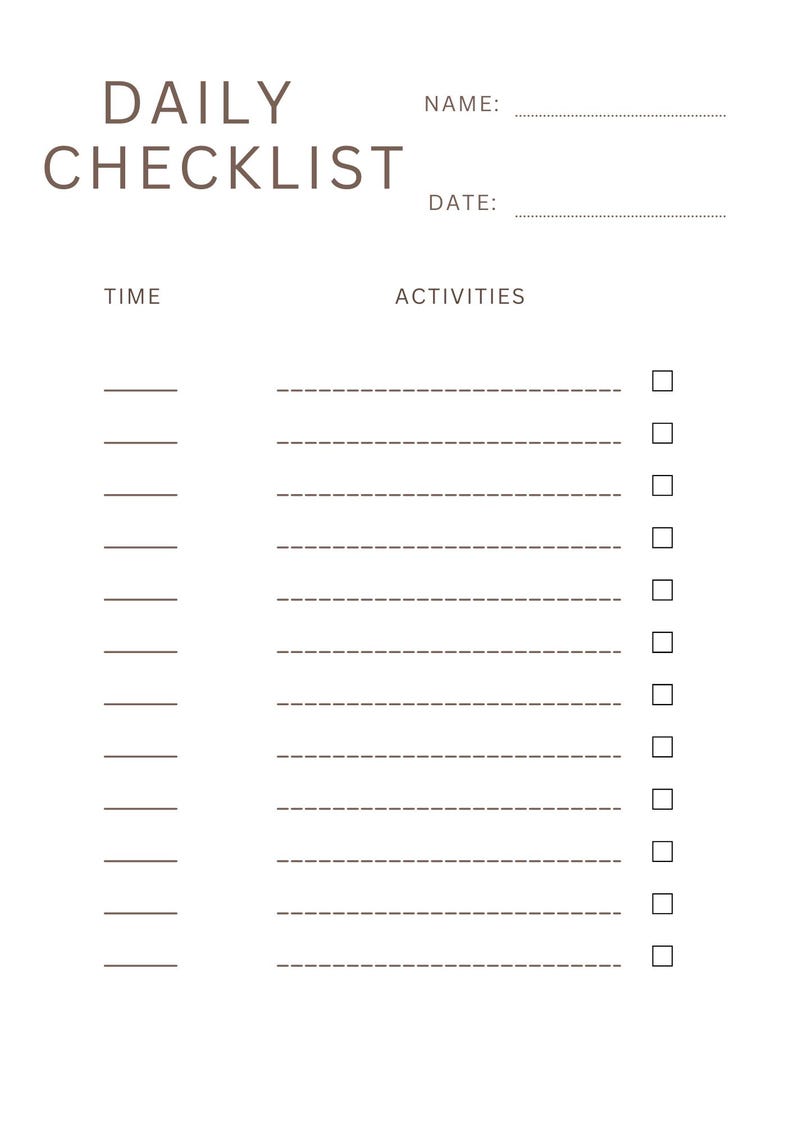 Daily Work Routine Checklist Printable | Employee Task Tracker PDF ...