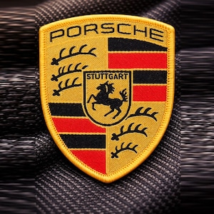 Porsche Racing Logo Patch - Embroidered Iron On/Sew On Applique