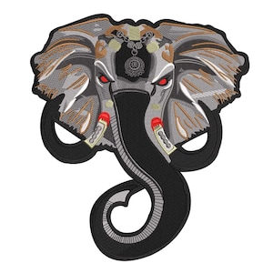 Embroidered Elephant Patch: Large Ethnic Applique, Iron On/Sew On (30x28cm)