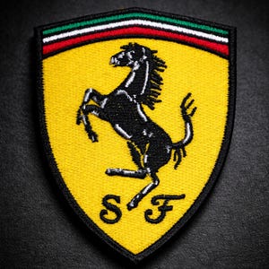 Ferrari Patch Badge Sports Car Style Embroidered Iron On Sew On Applique