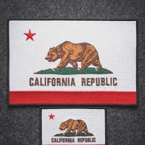 California Republic Flag Embroidered Patch Iron On Sew On Bear State Flag Badge Jacket Backpack Applique USA Patch