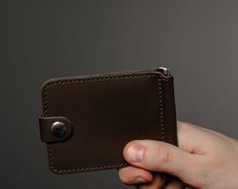 Leather Money Clip Wallet, Slim Card Holder, Minimalist Front Pocket Wallet for Men