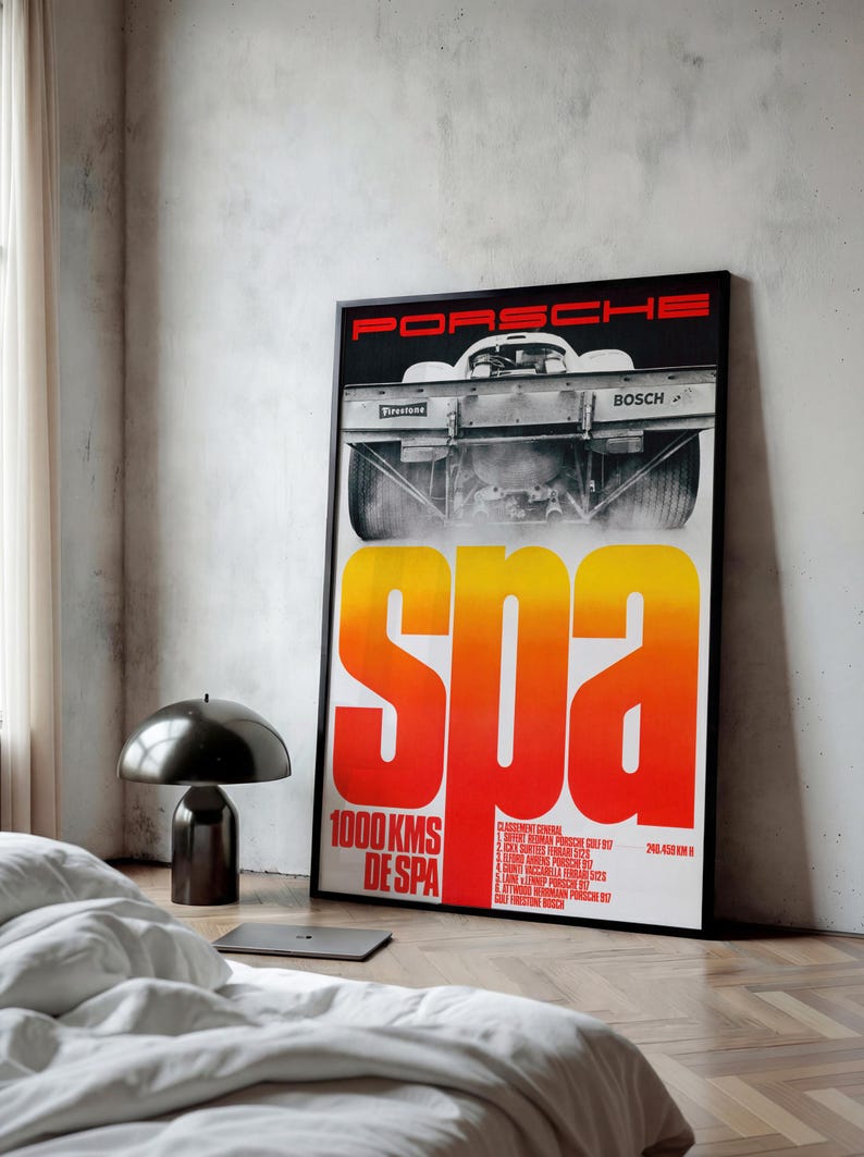 Vintage Porsche 917 Racing Poster | Spa Francorchamps Art Print image 4
