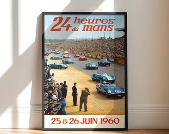 1960 24 Hours Endurance Race Poster | Vintage Motorsport Art Print