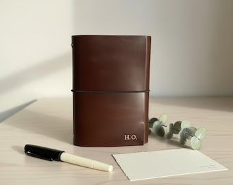 Personalisiertes Leder Notizbuch A5 A6 Lederhülle Nachfüllbares graviertes Travelers Notebook Geschenk für Sie Ihn Journal Handgefertigt