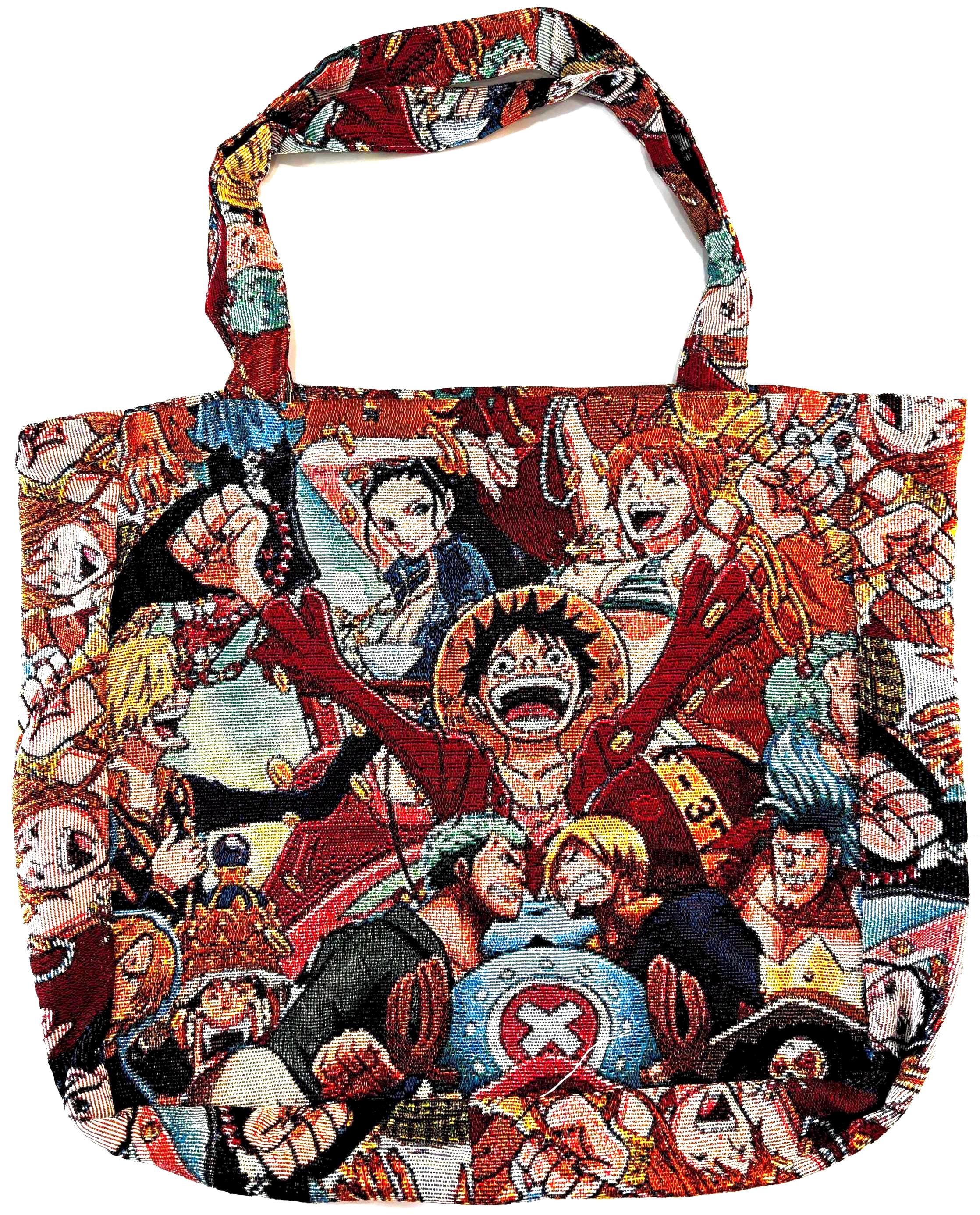 One Piece Anime Woven Tote Bag | Luffy Manga Collage Shoulder Bag