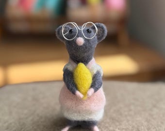 Ratón Lemon Drop – Ratón de lana fieltrada con aguja
