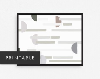 Extra Large Printable Geometric Art Print / Oversized Minimalist Half Circle Artwork / Instant Digital Download / Muted Neutral Wall Art