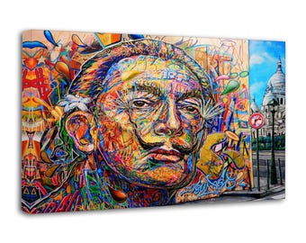 Graffiti Salvador Dali Leinwand Kunstdruck - Lebendige Straße Wanddekor