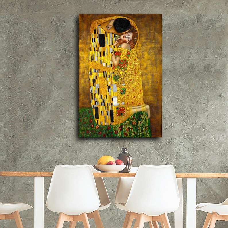 Gustav Klimt the Kiss Canvas Print - Art Nouveau Home Decor - Etsy