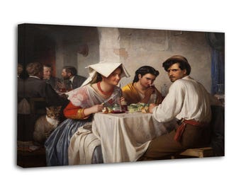 Carl Bloch - Eine römische Osteria Kunstdruck auf Leinwand