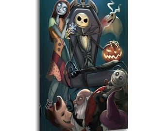 Sally & Jack Leinwanddruck: Halloween Horror Art, Gothic Home Decor