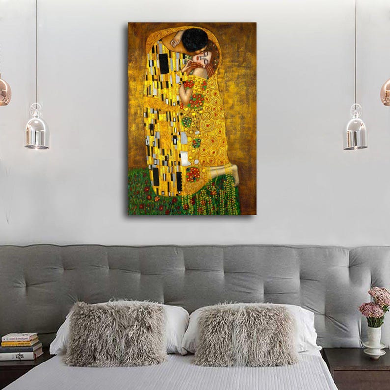 Gustav Klimt the Kiss Canvas Print - Art Nouveau Home Decor - Etsy