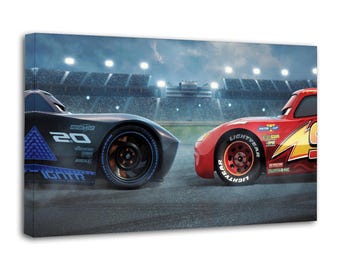 Lightning McQueen Canvas Art Print: Cars Movie Poster