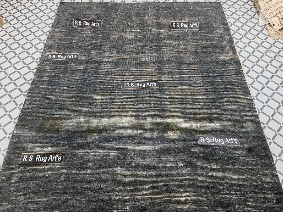 Gray Wool Rag Rug 8×10 Feet Ready to Ship Available Rug Handmade Dark Grey Wool Rug ...