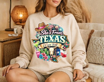 She’s From Tejas PNG | Leopard Shirt Design | Hot Red Western PNG | Digital Download