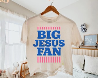 Big Jesus Fan PNG, Preppy Christian Faith Design (Digital Download)