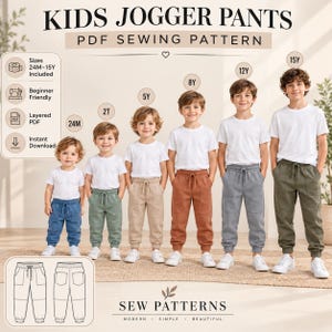 Nähschnittmuster für Jogginghosen für Kinder | Jungen, Mädchen, Kleinkinder (PDF, Sofort-Download)