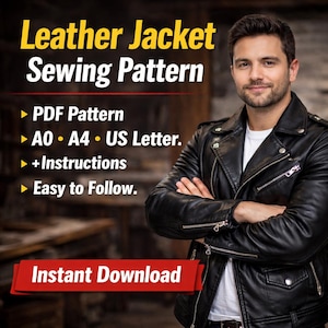 Naaipatroon leren bikerjack | Oversized uniseks ontwerp (pdf A0, A4, US Letter + instructies)