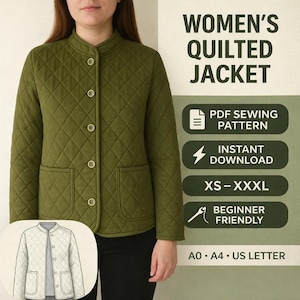 Naaipatroon damesjack met knopen aan de voorkant XS-XL | Geschikt voor beginners (pdf-patroon)