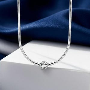 Silver Snake Chain Necklace, 50cm Long Necklace, S925 Smooth Pendant, Round Clasp.