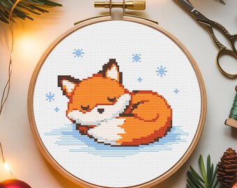 Winter Fox Cross Stitch Pattern PDF Woodland Animal Digital Embroidery