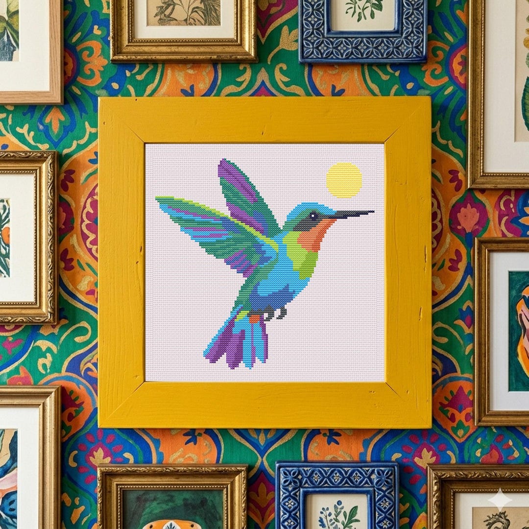 Hummingbird Cross Stitch Pattern - Realistic Bird Embroidery PDF ...