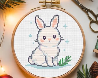 Winter Hare Cross Stitch Pattern PDF Digital Embroidery Pattern Woodland Rabbit Instant Download