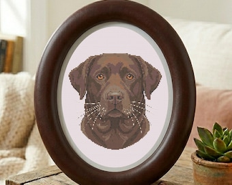 Labrador Retriever Cross Stitch Pattern - Chocolate Lab Dog Embroidery PDF, Realistic Pet Design, Easy Counted Chart, Dog Lover Gift