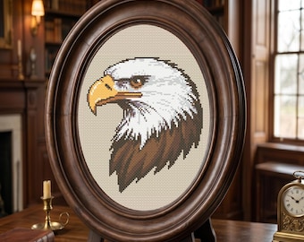 Bald Eagle Cross Stitch Pattern - Realistic Bird Embroidery PDF, Wildlife Animal Design, Easy Counted Chart, Nature Wall Art