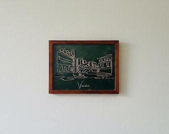 Kupfer und Harz handgemachte Kunst, Venedig Linie Wandkunst, gerahmtes modernes Dekor