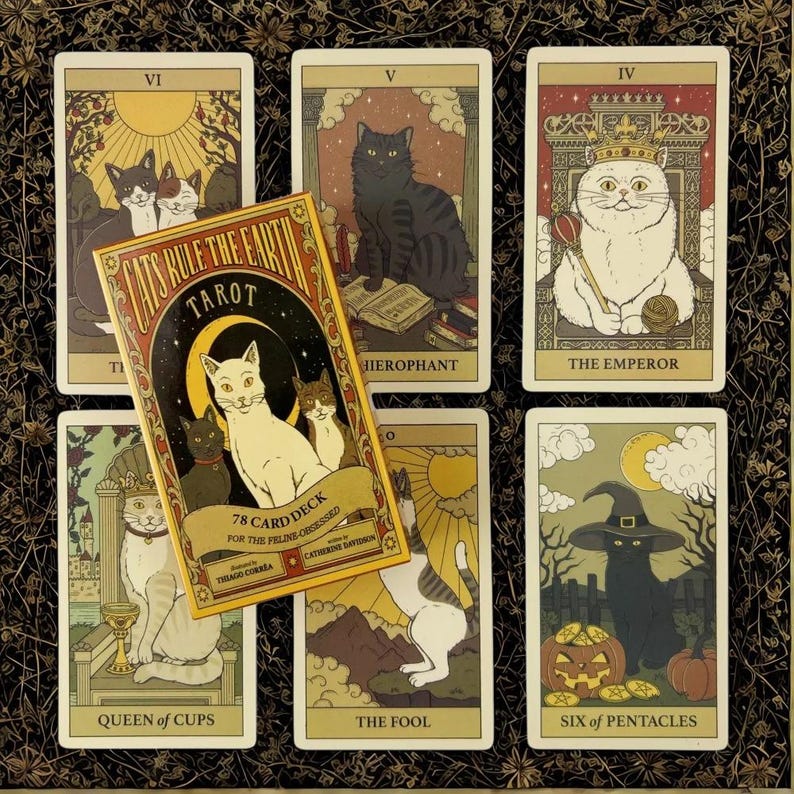 Cat Ruling Earth Cats Rule Earth Tarot Deck – 78 Card Feline Art Divination Cards Goods ...