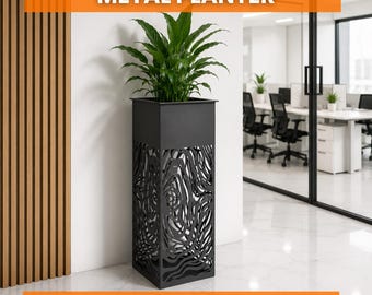 Metal Planter DXF File, Laser Cut Planter PDF, Tall Flower Pot Plan, CNC Sheet Metal Planter Box, Modern Indoor Outdoor Planter