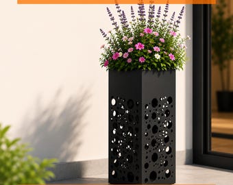 Metal Planter DXF File, Laser Cut Planter PDF, Modern Tall Flower Pot Plan, CNC Metal Garden Planter, Outdoor Indoor Decor