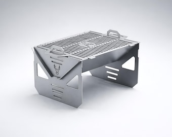 Portable Flat Pack BBQ Grill DXF File | Collapsible Camping Fire Pit Laser Cut CNC Plan | Foldable Metal Mangal Design Instant Download
