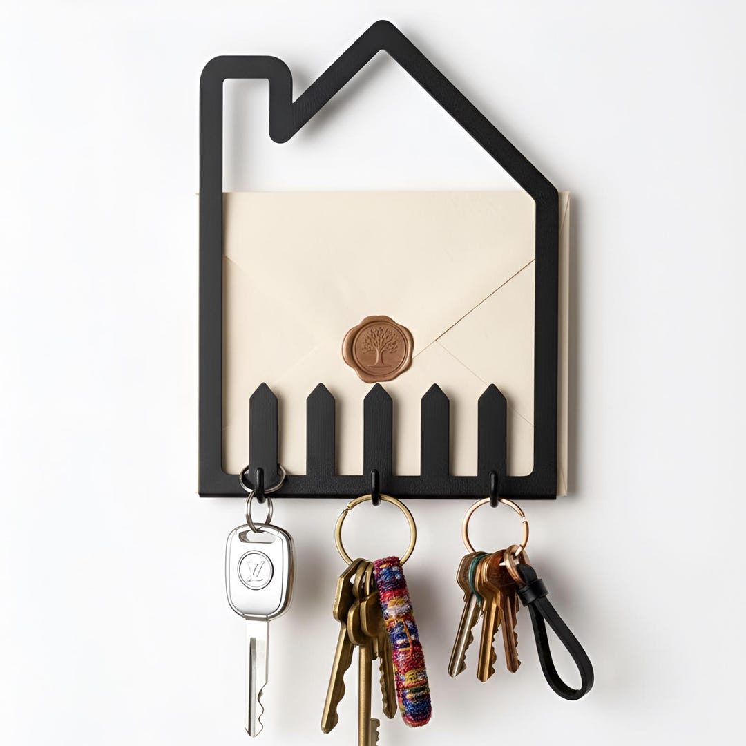House Key Rack Metal House Key Holder With Shelf – Decorative Wall Mounted Organizer ...