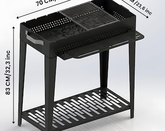 Portable BBQ  Grill  DXF File | Collapsible Fire Pit Laser Cut Plan | CNC Plasma Dxf Pdf Step | Metal  Bbq Design