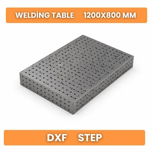 Archivo DXF de mesa de soldadura de 1200x800, planos de mesa de fijación de acero de 6 mm, plantilla de soldadura cortada con láser CNC, mesa de fabricación modular en PDF