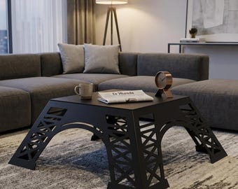Table basse Tour Eiffel - Fichiers DXF et PDF | Conception de table découpée au laser CNC | Plans de table en métal | Téléchargement numérique prêt à découper