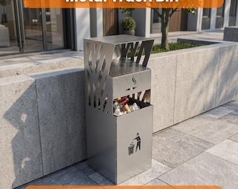 Metal Ashtray | Outdoor Trash Bin | Laser Cut DXF PDF STEP Files | Cnc Plasma Sheet Metal Plans | Digital Download