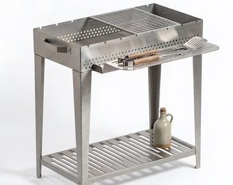 Flat Pack BBQ Grill DXF File | Portable Camping Fire Pit CNC Laser Cut Design | Foldable Metal Grill Plan for Plasma Cutting