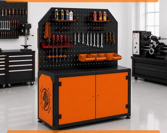 Metal Workshop Cabinet DXF PDF STEP Files | Pegboard Workbench Plans | Tool Storage Cabinet | Cnc Laser Cut Garage Organizer