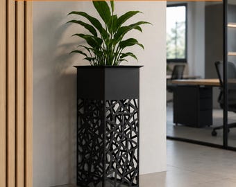 Metal Planter DXF PDF, Laser Cut Flower Pot Stand File, Modern Steel Planter Box, CNC Cutting Plan, Indoor Outdoor Plant Holder