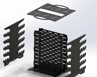 Vertical Charcoal BBQ Grill DXF | Laser Cut Steel Mangal Plans | Cnc Plasma File | Shashlik Skewer Grill DIY | Pdf Step Instant Download