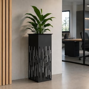 Fichier DXF de jardinière en métal, fichier PDF de jardinière découpée au laser, support pour pot de fleurs CNC, jardinière moderne en acier, modèle de découpe laser en tôle