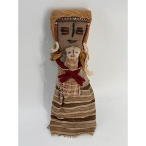 Vintage Chancay Peruvian Funerary Doll 10.5" Tall Mother & Child Burial Doll image 1