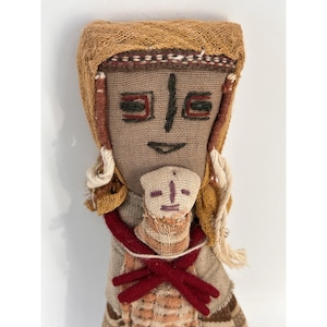 Vintage Chancay Peruvian Funerary Doll 10.5" Tall Mother & Child Burial Doll image 2